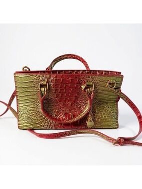 Red and Green Crocodile Embossed Crossbody Handbag, Medium Size,Not Leather.